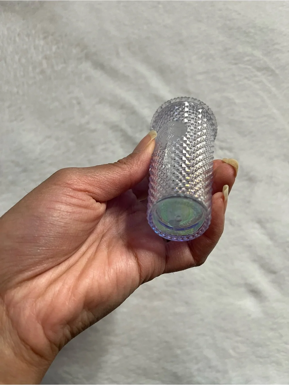 Starbucks white Iridescent Studded Cold Cup with Clear Straw